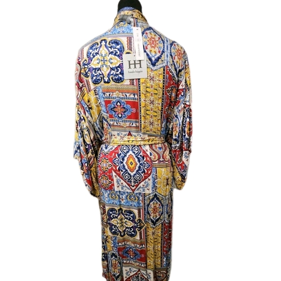 Haute Hippie Colorful Patterned Kimono Robe-Size Small - Picture 11 of 13